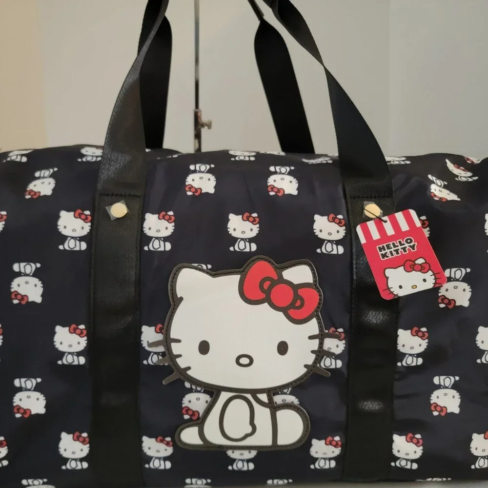 Hello Kitty Duffle Bag Sanrio Navy Weekender Travel Gym Overnight Bag New - Picture 1 of 10